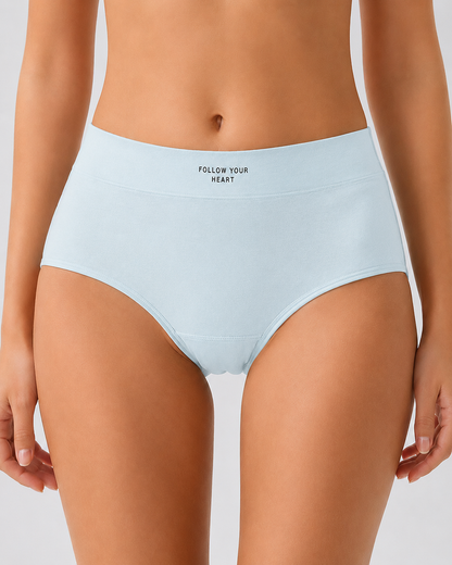 Plus Size 5-Pack Pure Cotton Antibacterial Mid-Waist Panties