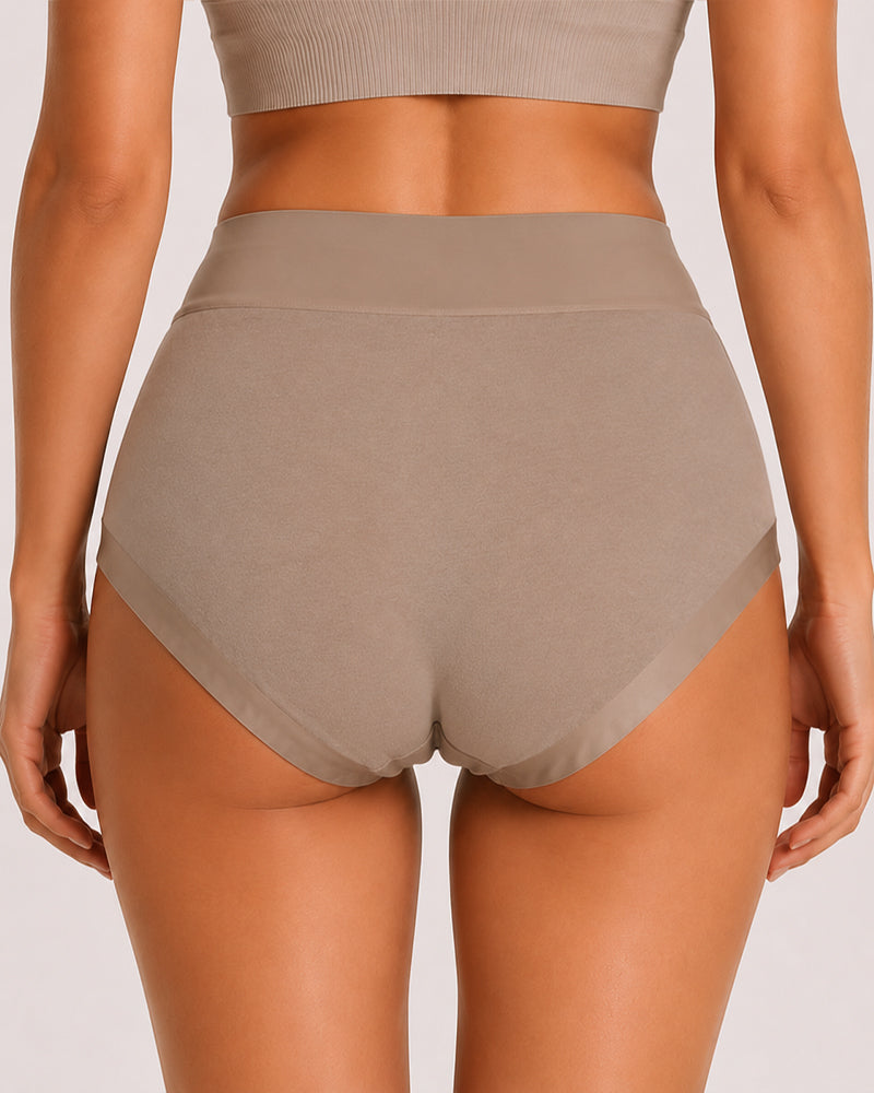 Five-Pack Pure Cotton High Waist Tummy Control Seamless Breathable Briefs