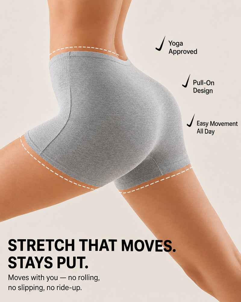 3-Pack Pure Cotton High Waist Tummy Control Seamless Breathable Boyshorts