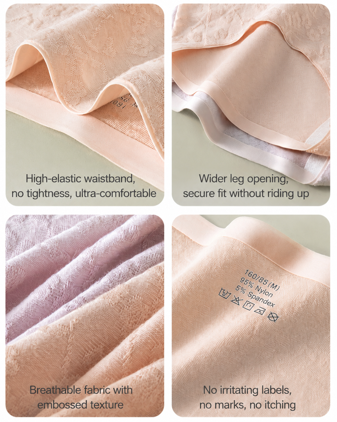 4-Pack Pure Cotton Seamless Jacquard Stretch Panties
