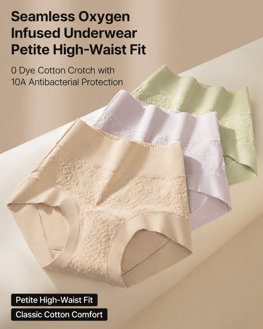 4-Pack Pure Cotton High Waist Tummy Control Elastic Jacquard Briefs