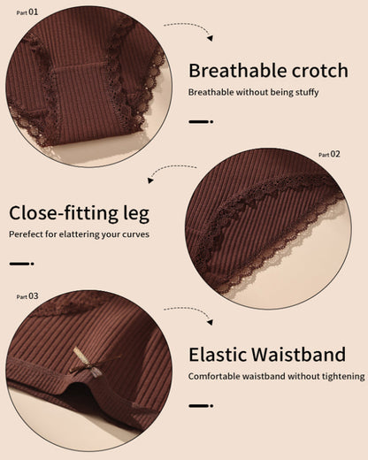 5-Pack Cotton Breathable Stretchy Bow Lace-trimmed Briefs