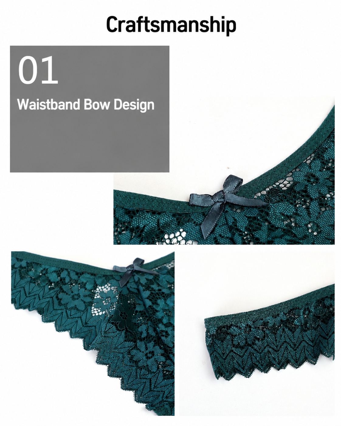 Multiple-Pack Sexy Floral Lace See-Through Thongs