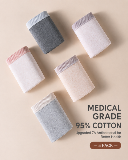 Multi-Pack Mid Waist Pure Cotton Antibacterial Breathable Briefs