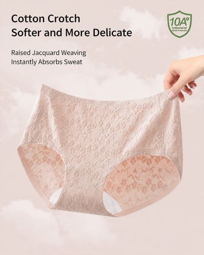 4-Pack Pure Cotton Seamless Jacquard Stretch Panties