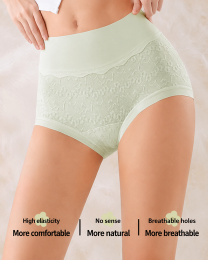 5-Pack Pure Cotton High Waist Tummy Control Jacquard Briefs