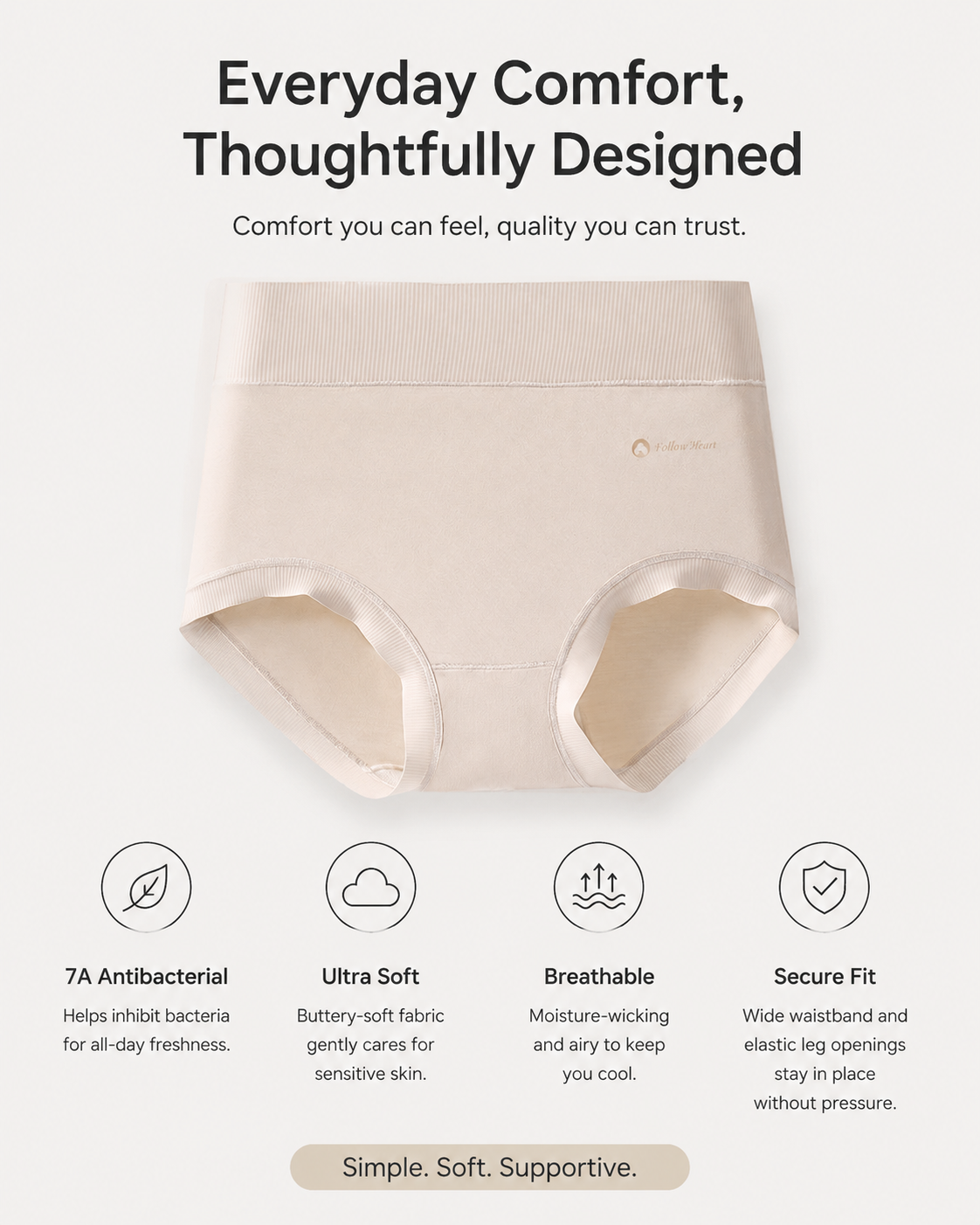 Multi-Pack Modal Cotton High Waist Seamless Breathable Briefs