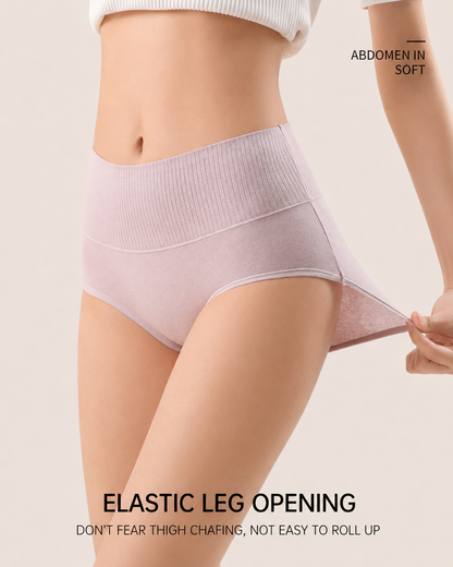 Five-Pack Pure Cotton High Waist Tummy Control Ribbed Briefs
