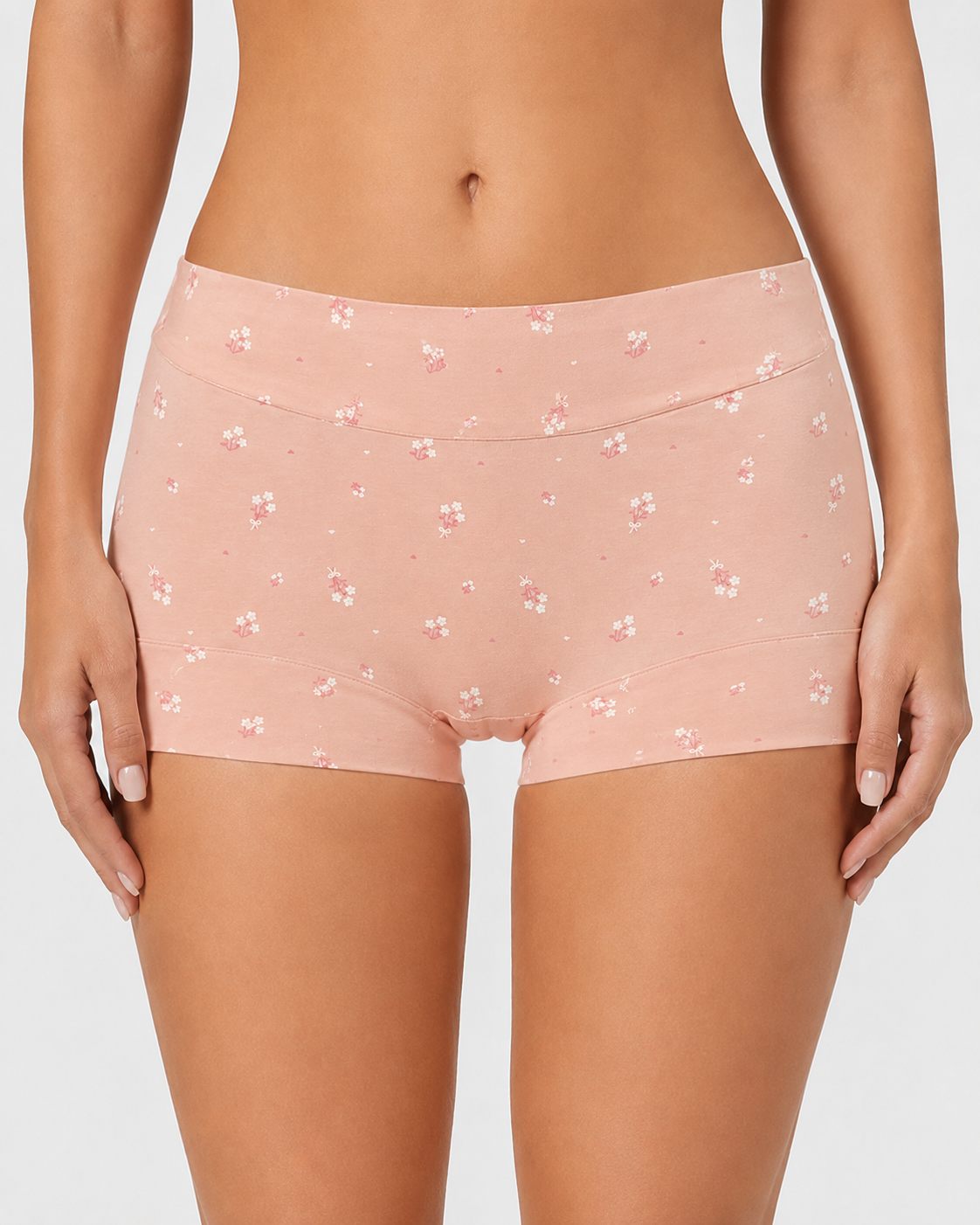 Pure Cotton Floral Print Tummy Control Seamless Breathable Boxer Briefs