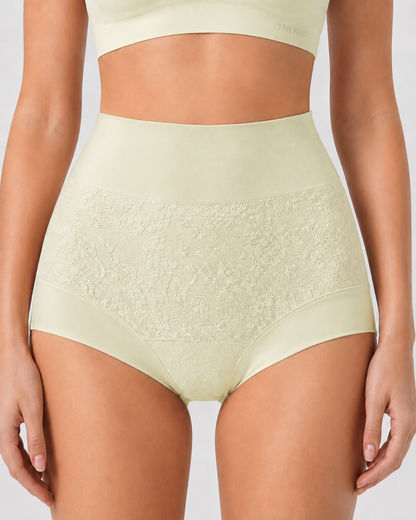4-Pack Pure Cotton High Waist Tummy Control Elastic Jacquard Briefs