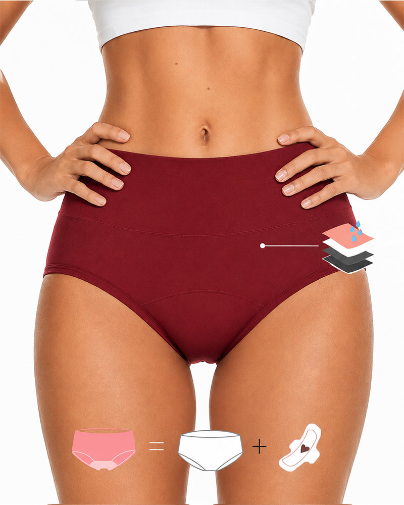 Multiple-Pack High Waist Pure Cotton Seamless Menstrual Panties
