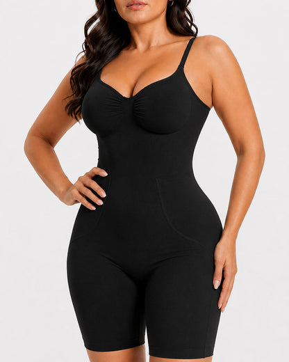 Seamless Tummy Control Back Pull-Down Bodysuit Shapewear