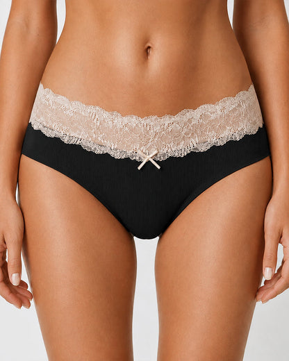 5-Pack Seamless Lace Cotton Antibacterial Crotch Panties