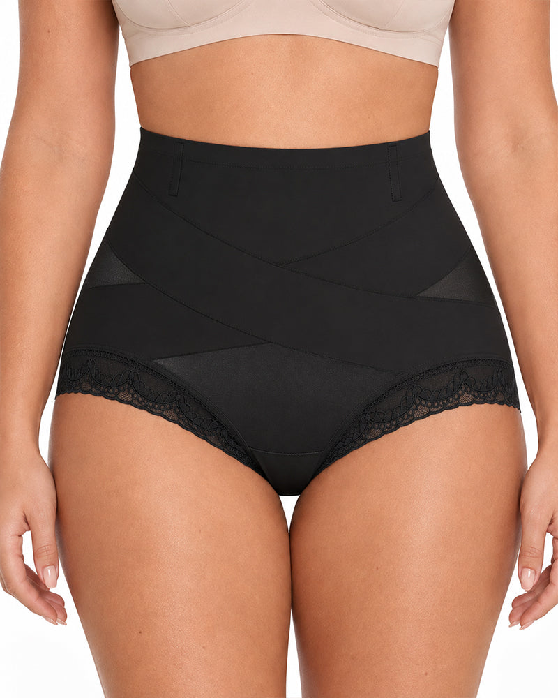 3-Pack High Waist Tummy Control Lace Trim Shaping Panties