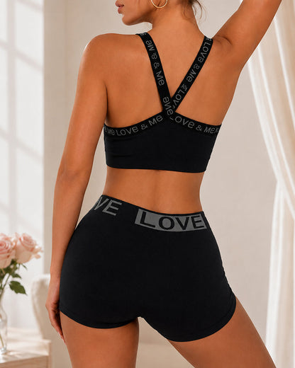 Casual Seamless Comfortable Letter Colorblock Underwear Set