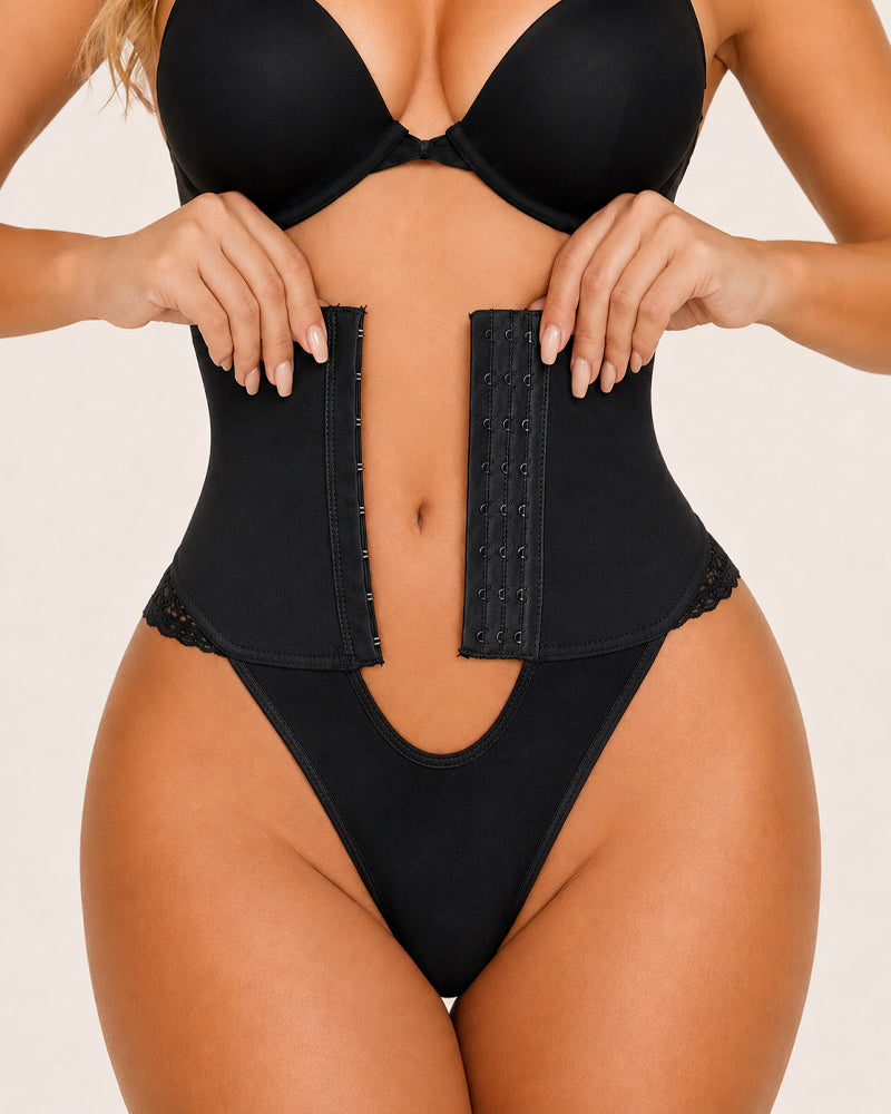 Front Closure Hook-eye Tummy Control Lace Shaping Panties