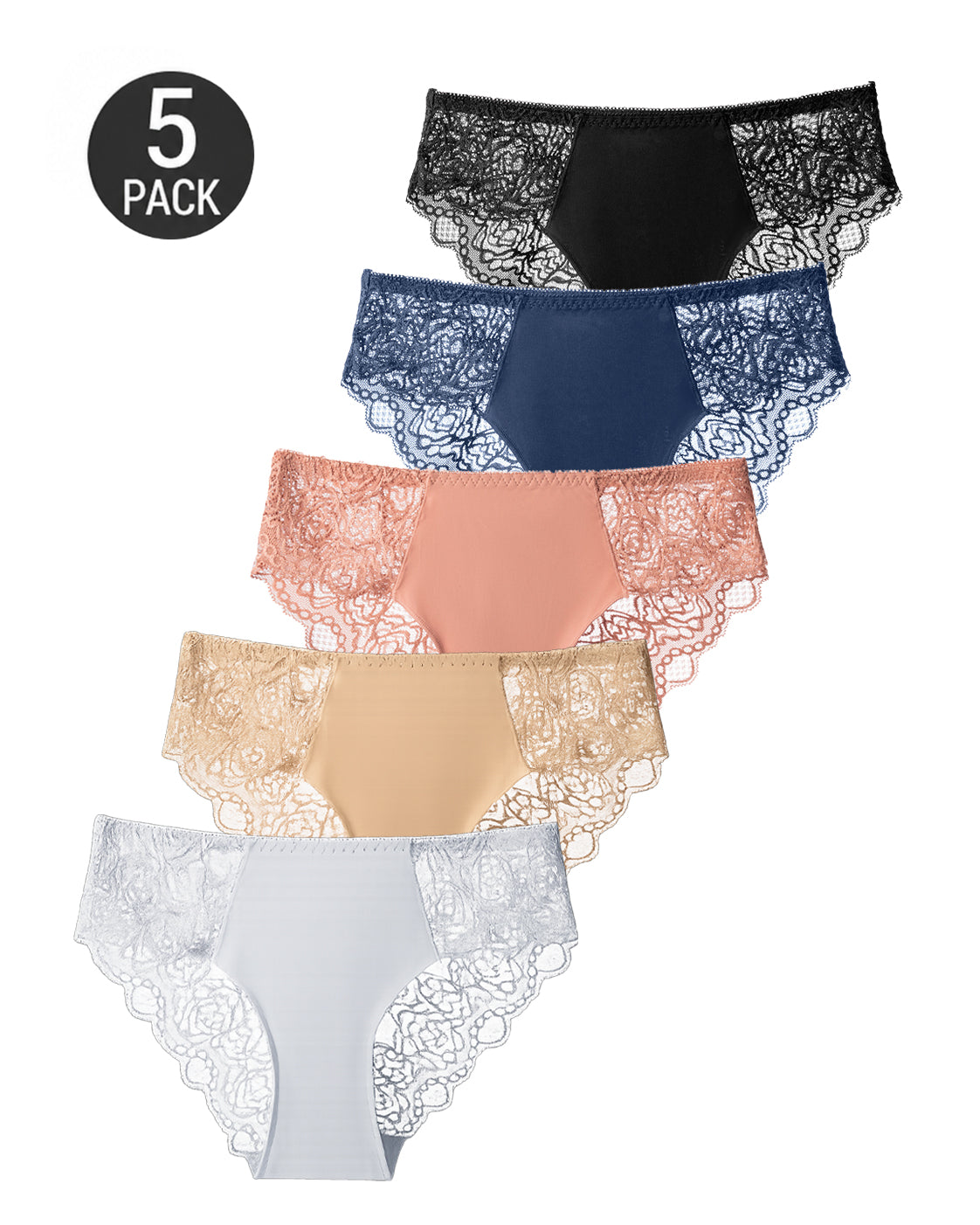 5-Pack Sexy See-through Floral Lace Seamless Panties