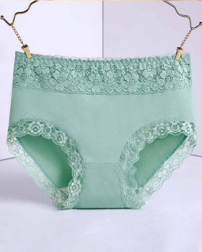 Women's Pure Cotton Breathable Skin-friendly Lace Trim Tummy Control Panties
