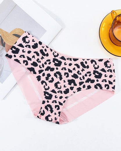 Sexy Animal Print Ice Silk Seamless See-through Mesh Panties