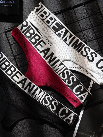 Female Letter Print Net Underwear