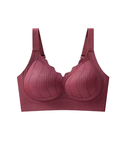 Casual Seamless Wavy Edge Wide Shoulder Straps Underwire Push-up Breathable Bra