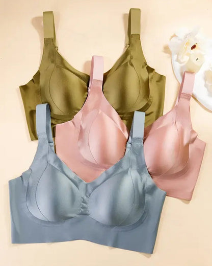 Women's Solid Color Adjustable Wire-Free Seamless Push-Up Breathable Bra