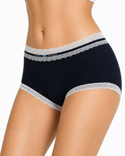 5-Pack Pure Cotton Lace Trim Antibacterial Panties