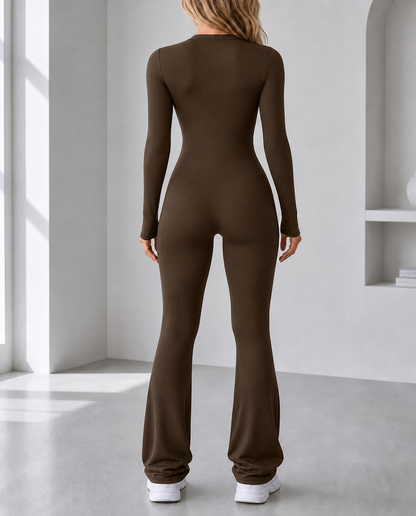 Seamless Stretch Long Sleeve Fitness Yoga One Piece Jumpsuit