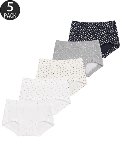 5-Pack Comfortable Antibacterial Seamless Boyshort Panties with Extended Gusset