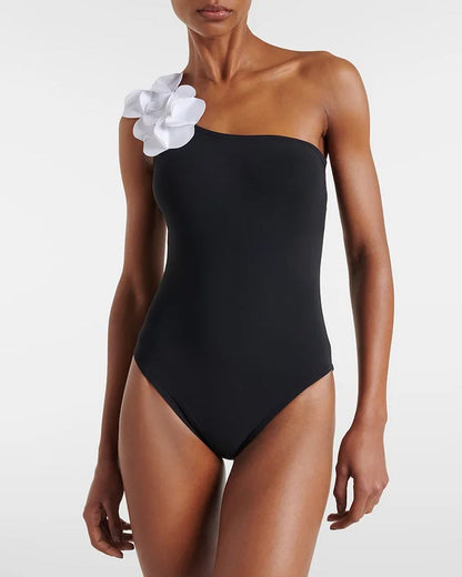 Bandeau 3D Flower One Piece Swimsuit And Skirt