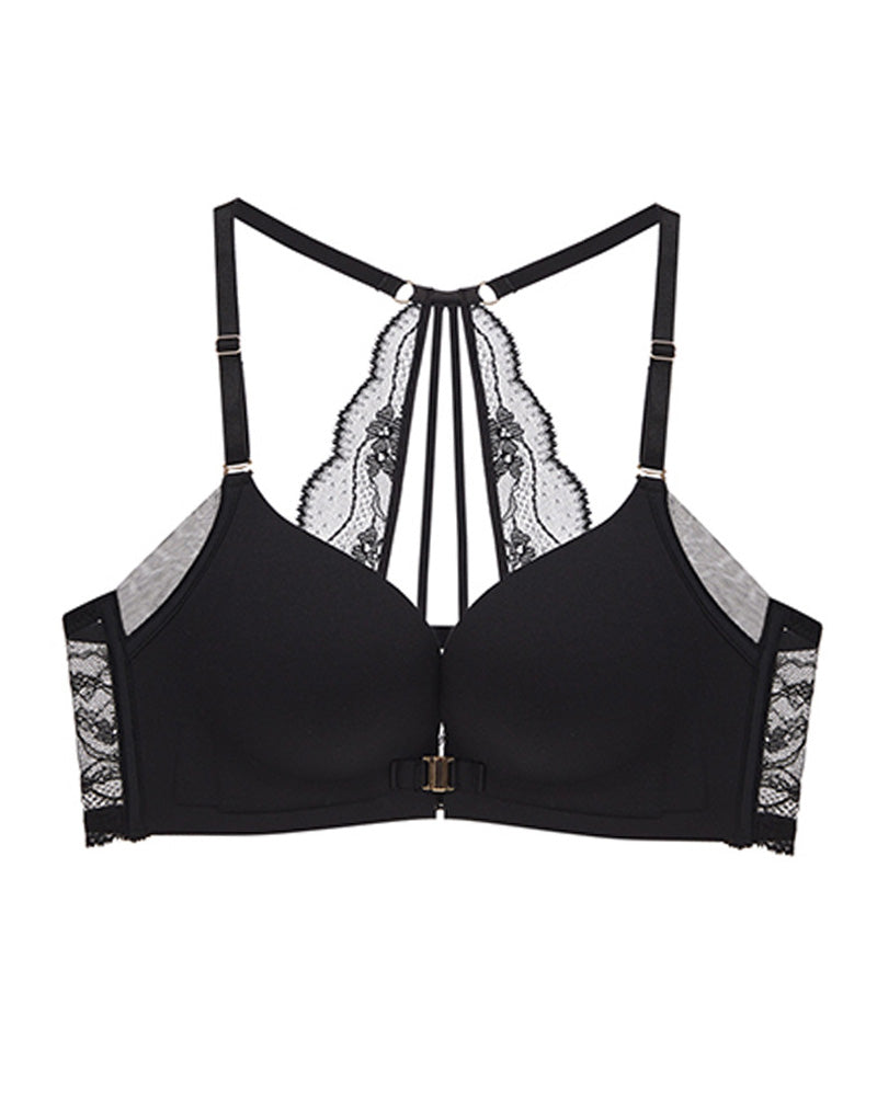 Sexy Front Closure Seamless Wire-Free Push-Up Lace Back Bra