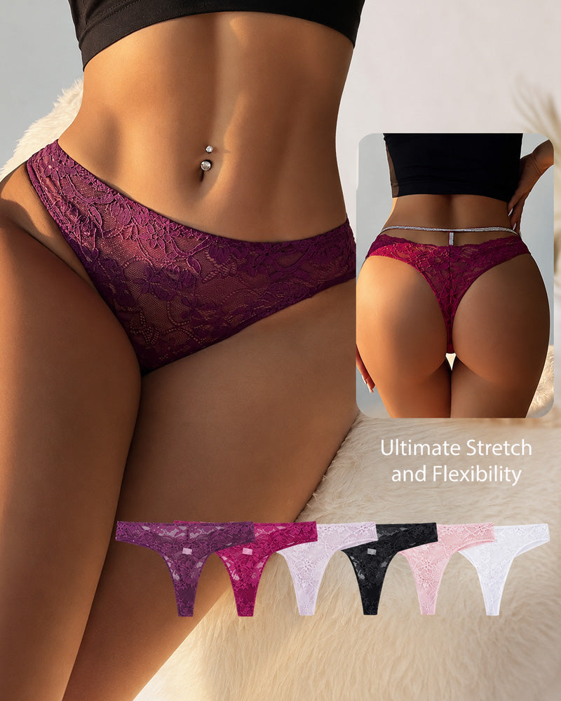 5-Pack Sexy Lace Openwork Seamless Thongs