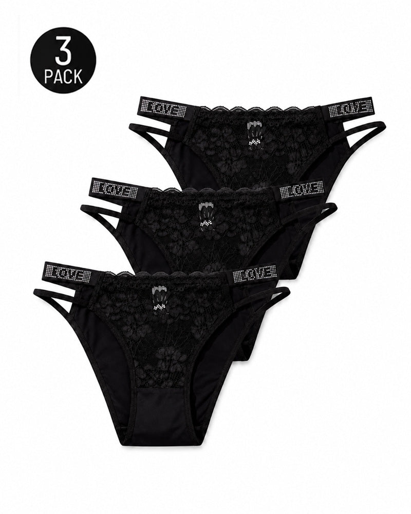 Multiple Packs Sexy Rhinestone Lace See-Through Thongs