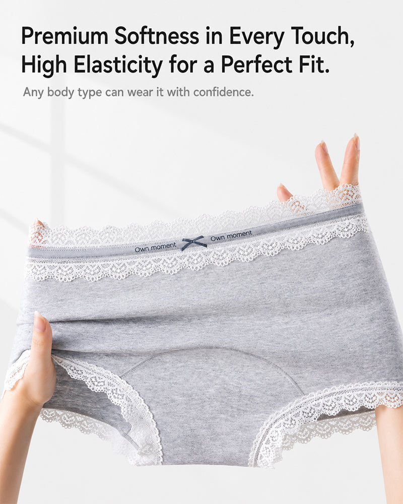 5-Pack Pure Cotton Lace Trim Antibacterial Panties