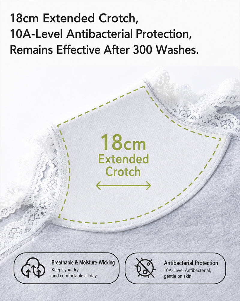 5-Pack Pure Cotton Lace Trim Antibacterial Panties