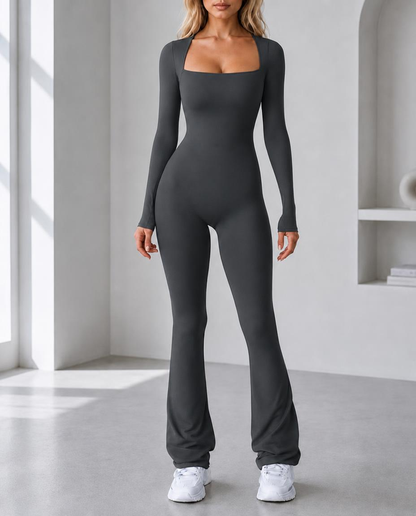 Seamless Stretch Long Sleeve Fitness Yoga One Piece Jumpsuit