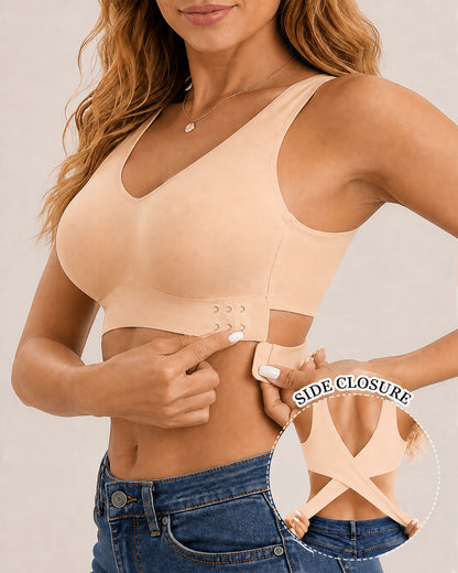 Seamless Front Closure Cross Back Push Up Bra
