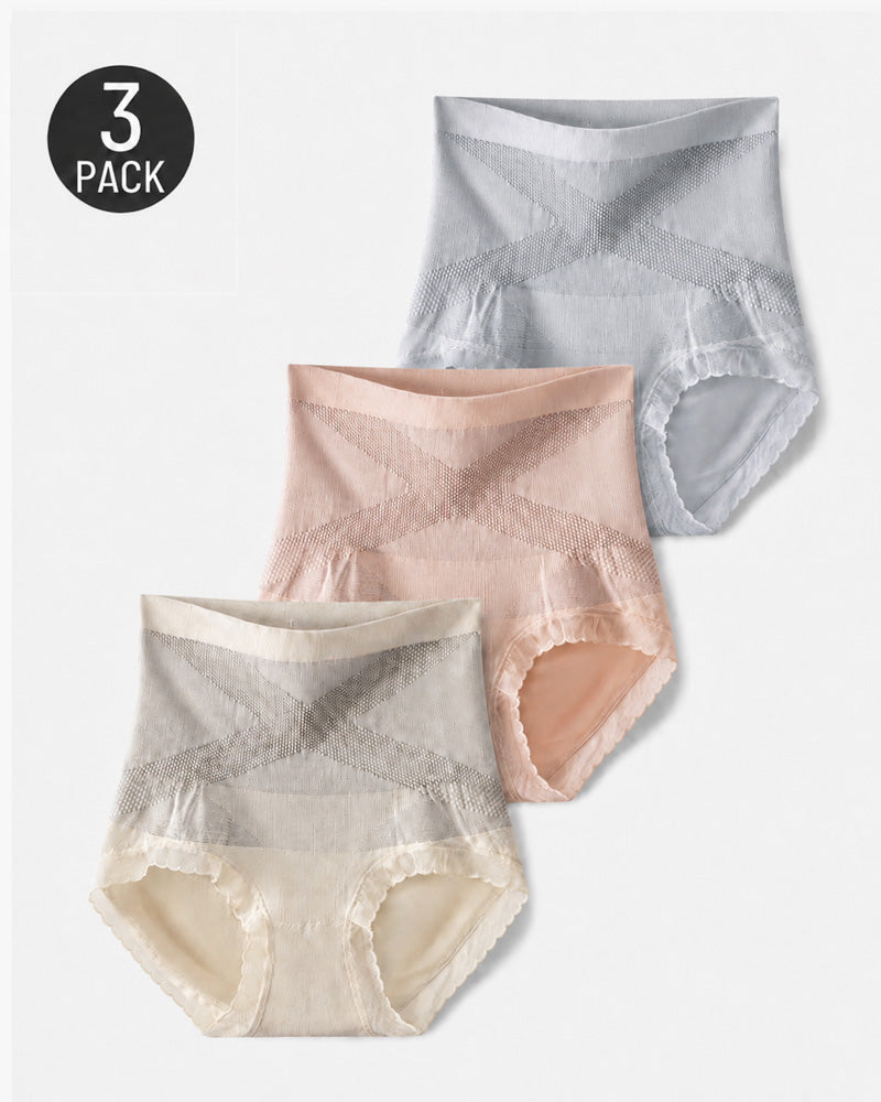 3-Pack Cotton Seamless High Waist Tummy Control Hip Lifting Panties
