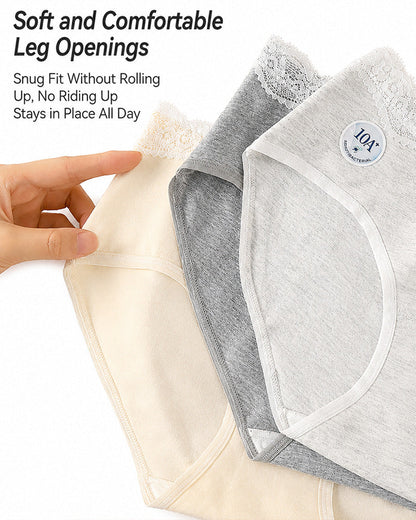 5-Pack Pure Cotton Breathable Lace Trim Panties