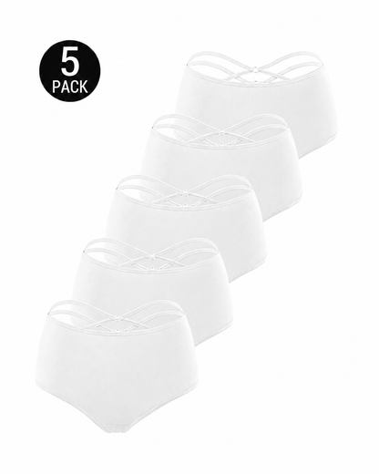 5-Pack High Waisted Criss Cross Back Seamless Briefs