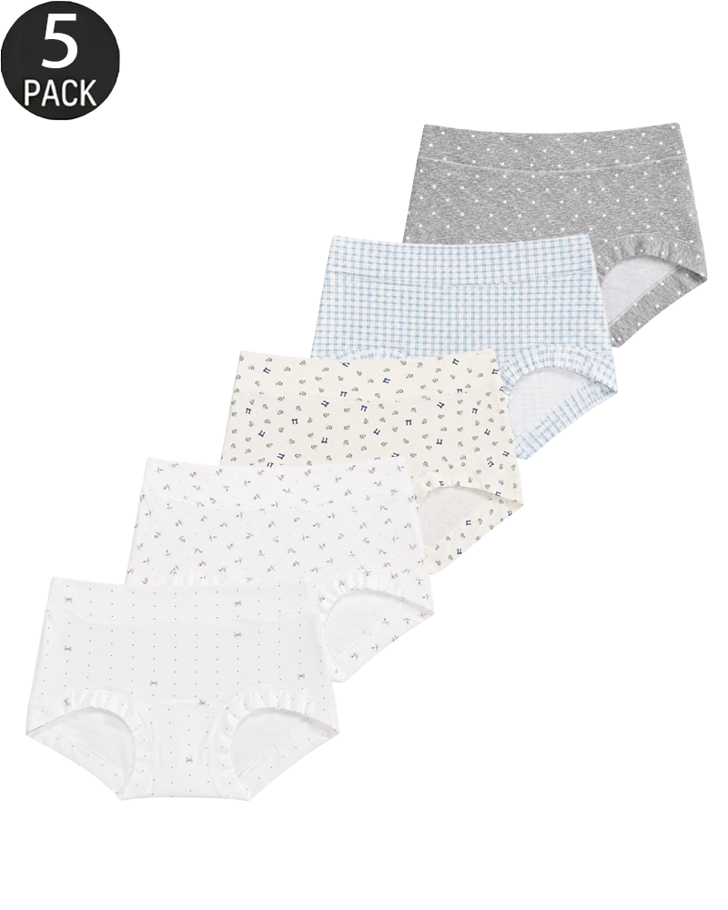 5-Pack Comfortable Antibacterial Seamless Boyshort Panties with Extended Gusset