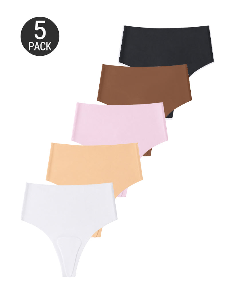 5-Pack Seamless Elastic Invisible Anti-Camel Toe Thongs