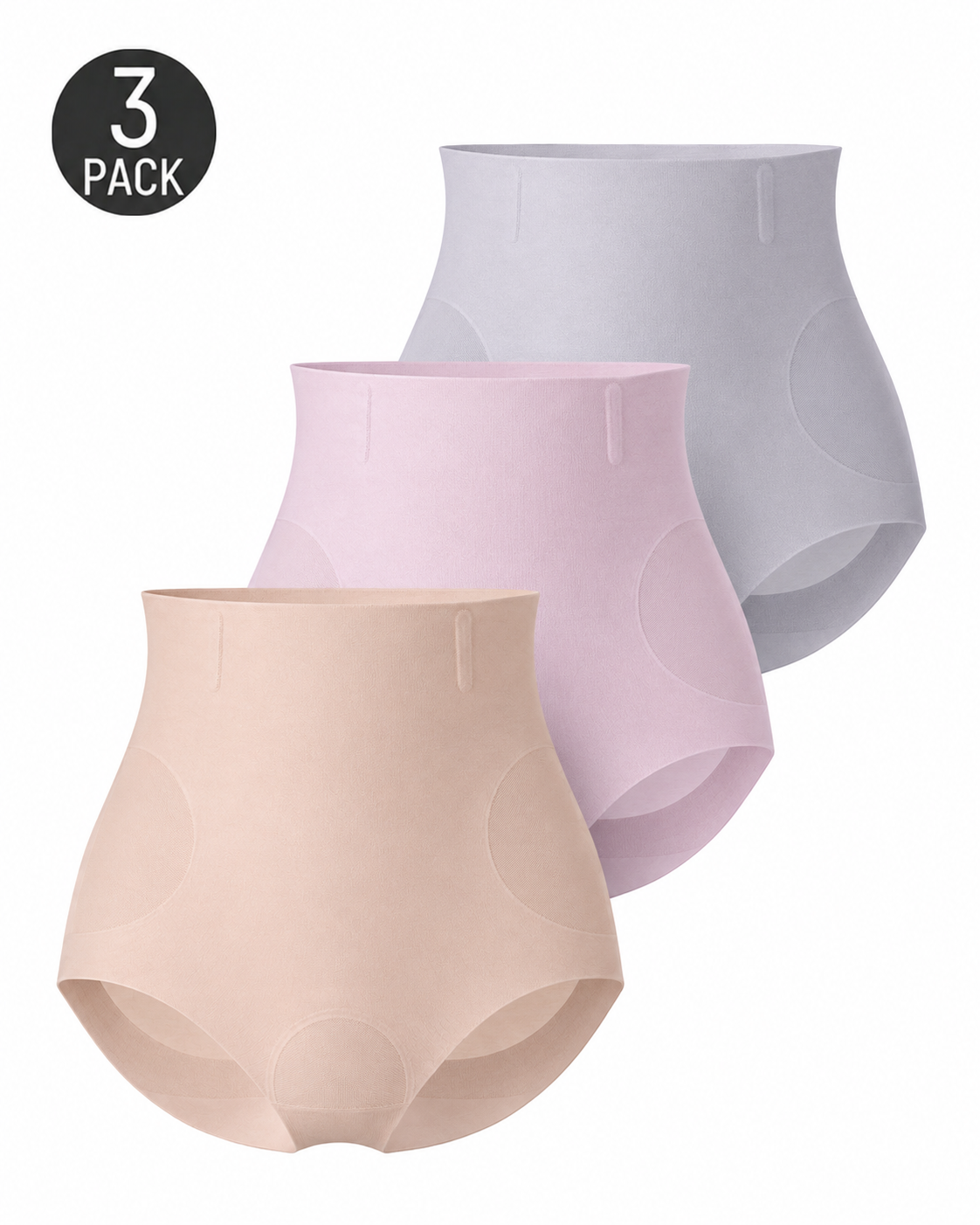 3-Pack Seamless High Waist Tummy Control Breathable Mesh Shaping Panties