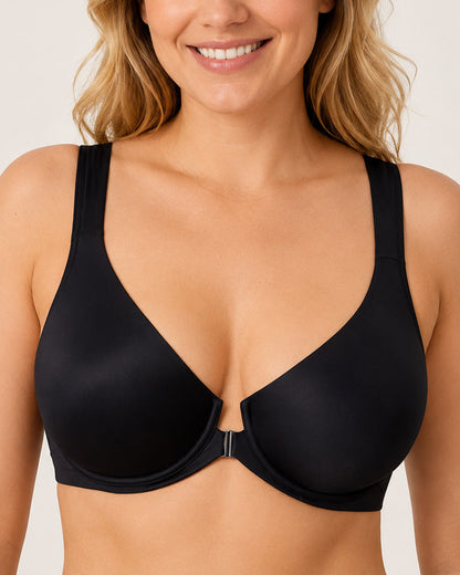 Front Closure Deep V Underwire Cross Mesh Back Bra