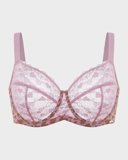 Plus Size Sexy Leopard Heart Lace Push-Up Bra
