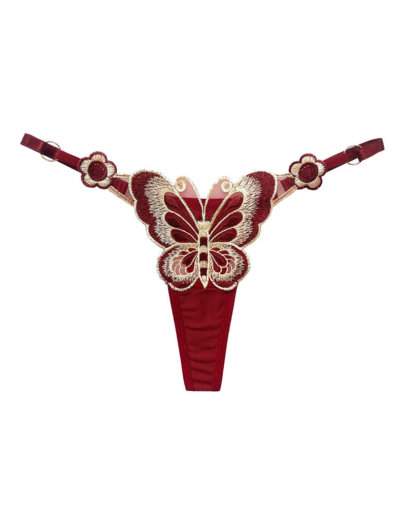 Sexy Butterfly Embroidered Low-rise Thong