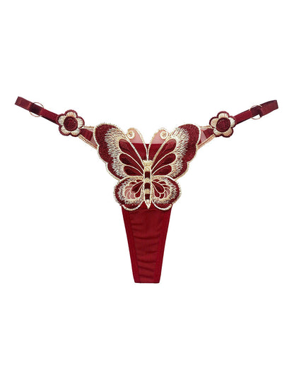Sexy Butterfly Embroidered Low-rise Thong