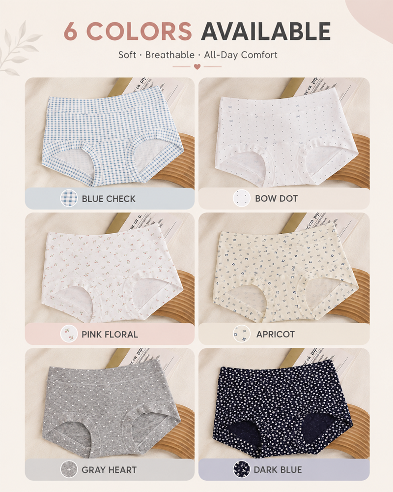 5-Pack Comfortable Antibacterial Seamless Boyshort Panties with Extended Gusset