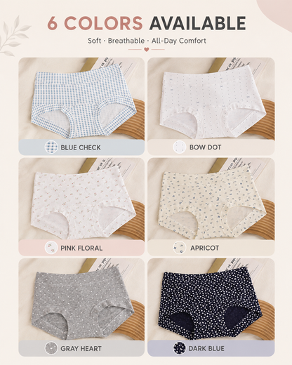 5-Pack Comfortable Antibacterial Seamless Boyshort Panties with Extended Gusset