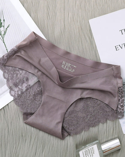 Women's Ice Silk Seamless Lace Low-Rise Sexy Comfortable Briefs